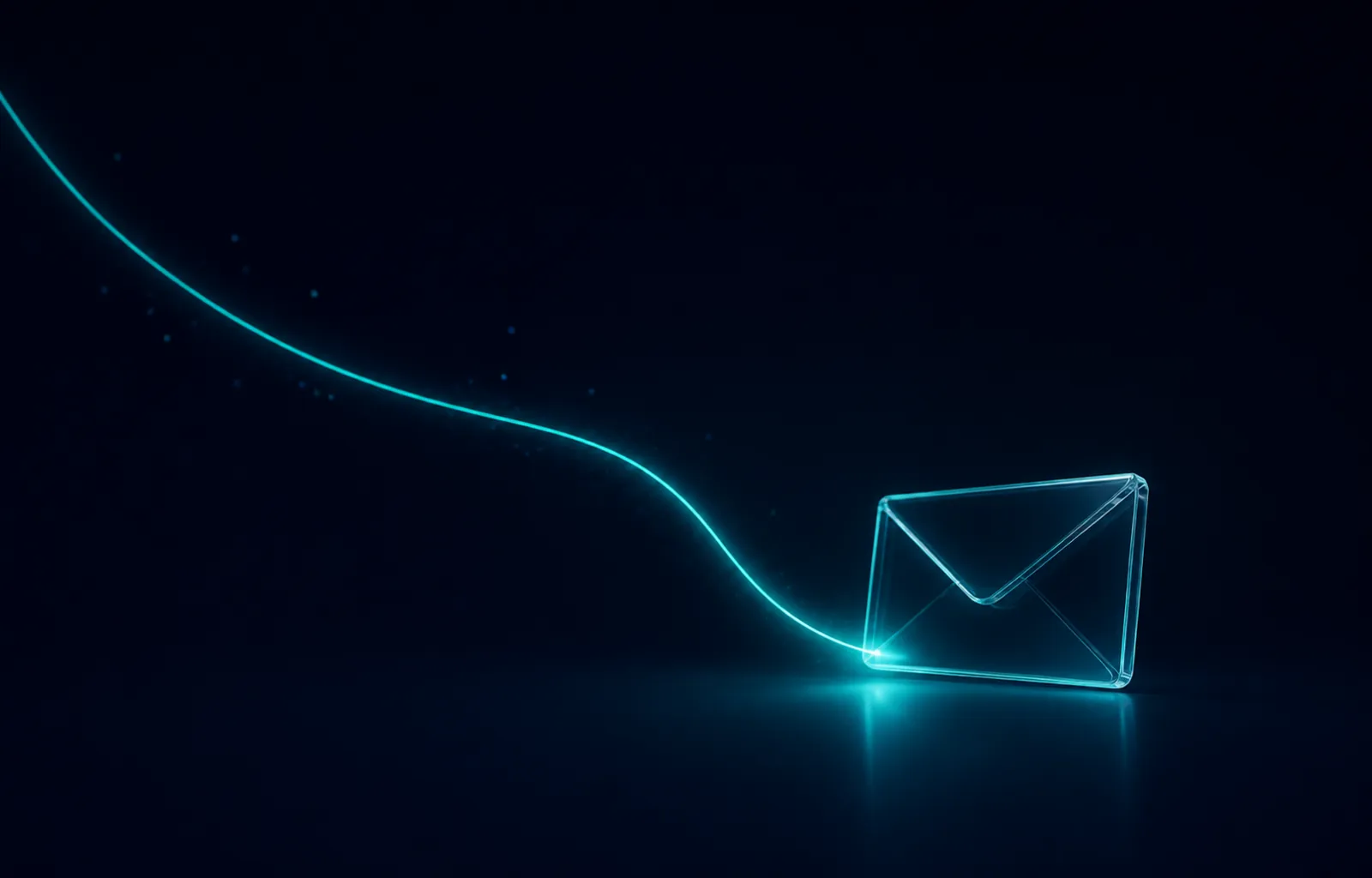 A glowing line landing on a glass envelope
